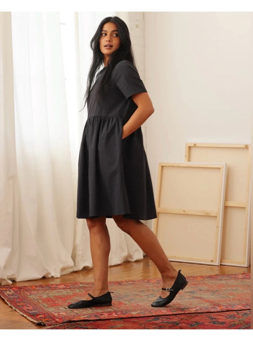 Tradlands Nico Dress - XS (original very oversized XXS) dyed w RIT Back to Black - Picture 7 of 16